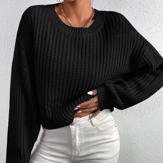Pull en grosse maille pour femmes avec coupe décontractée et épaules tombantes Chic und Stil
