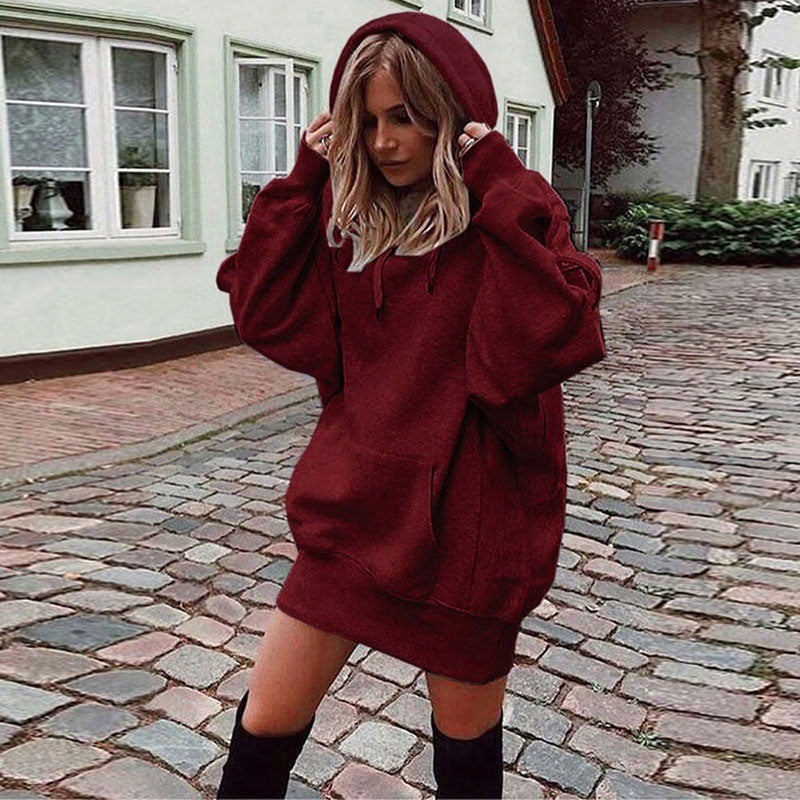 Robe hoodie pour femmes au style oversize décontracté avec poche kangourou Chic und Stil
