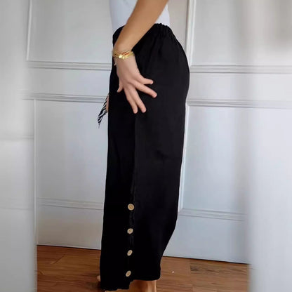 Chic and Style breathable wide linen pants for ladies