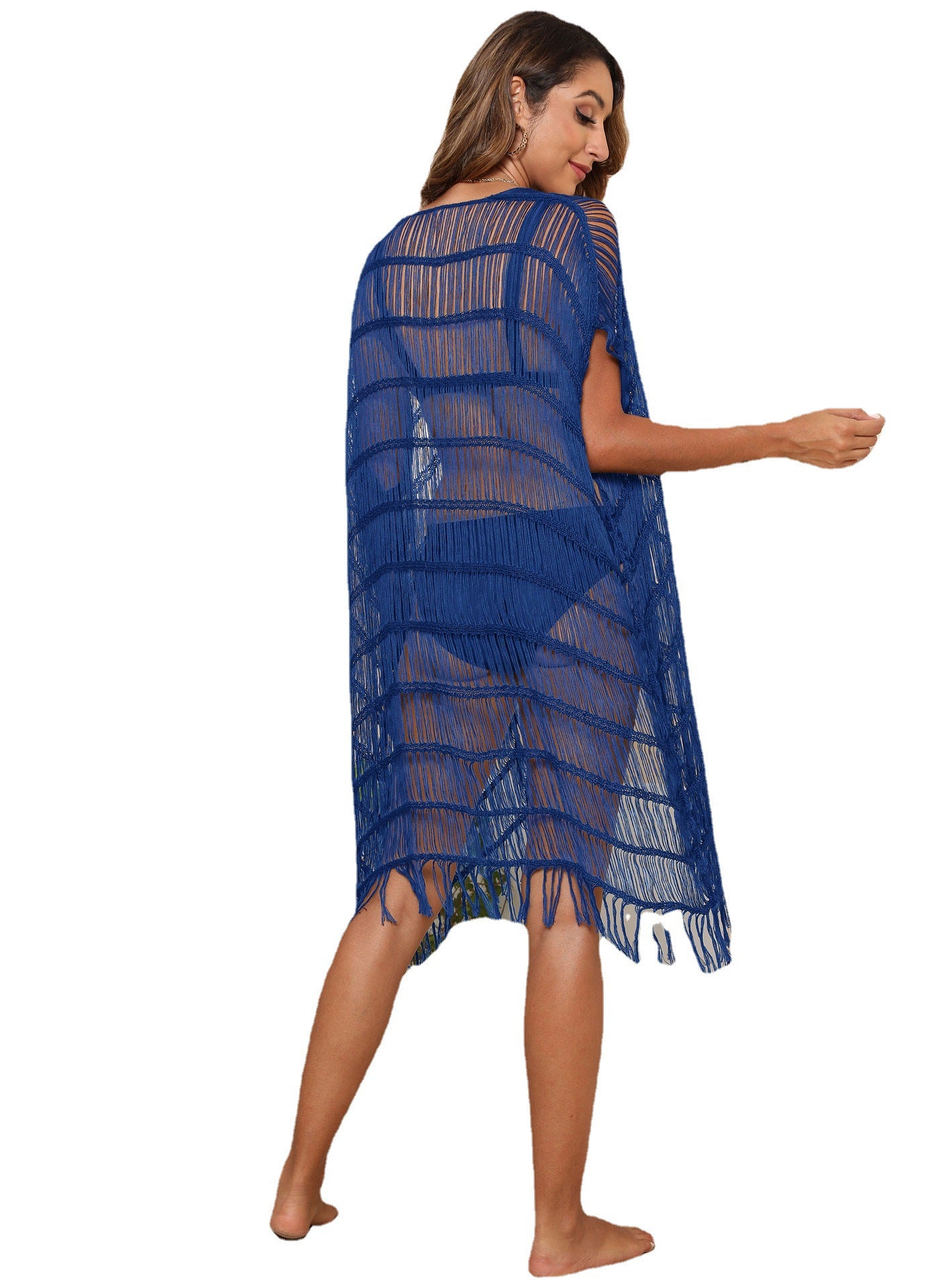 Dames Crochet Franges Couverture de Plage Kimono Chic und Stil