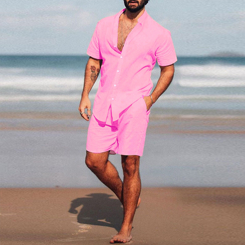 Men's casual short sleeve shirt and shorts set Chic and Style