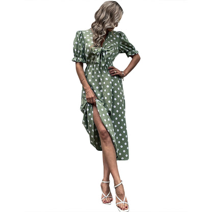 Robe midi femme avec détails noués et design à pois Chic und Stil