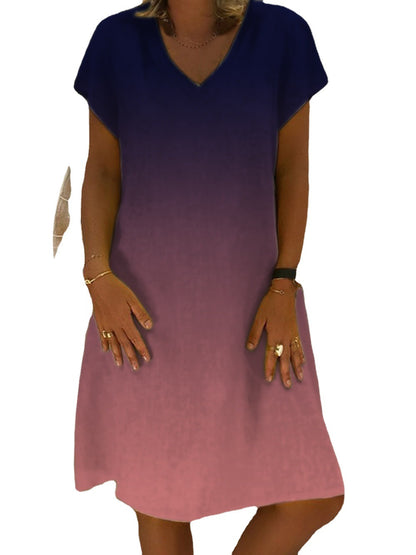 Dames loisirs robe shift col en V Chic und Stil