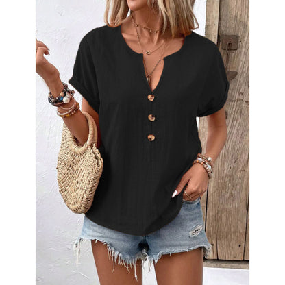 Chemisier décontracté pour femmes avec patte de boutonnage et col rond Chic und Stil