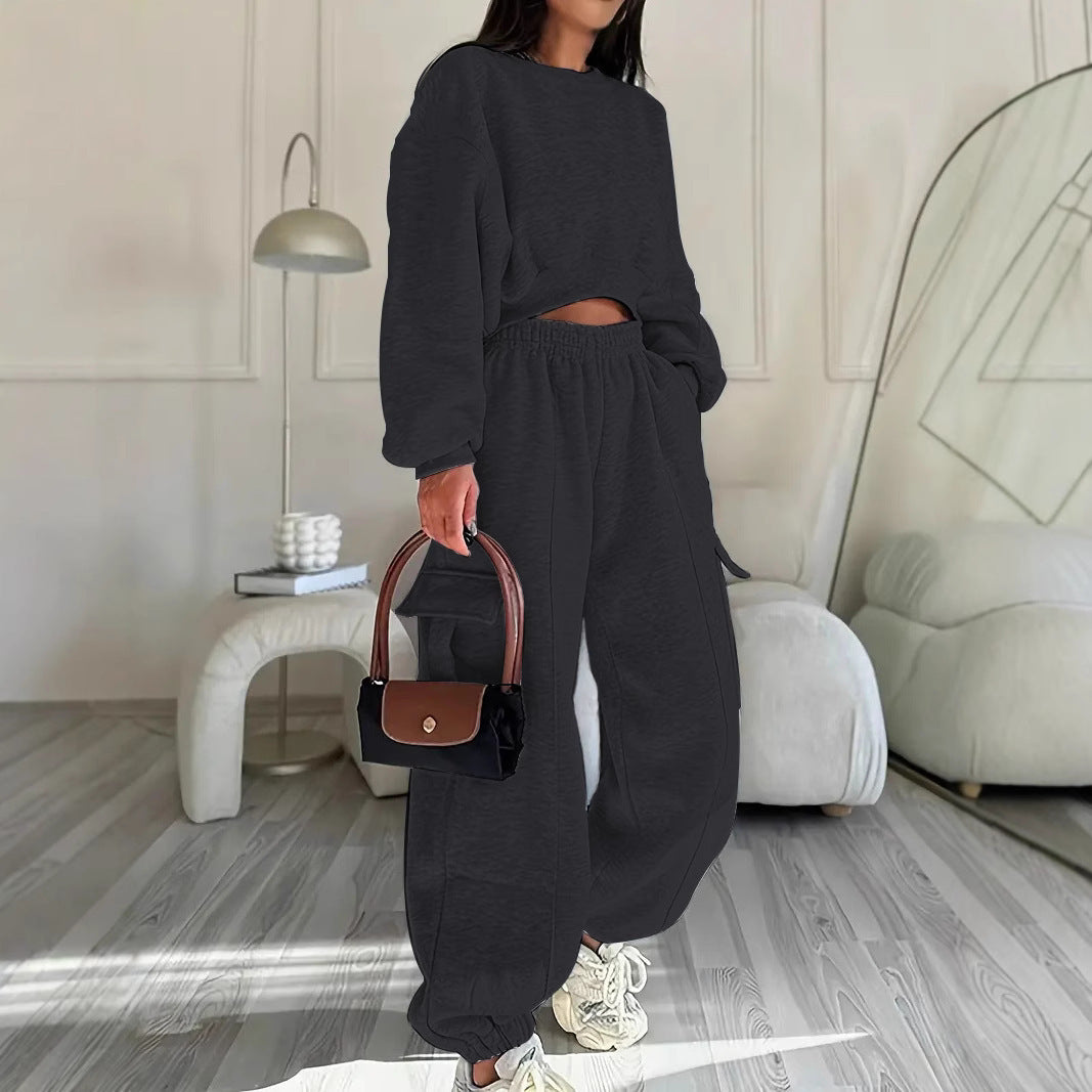 Chic and Style casual sweatshirt and wide leg pants set for women