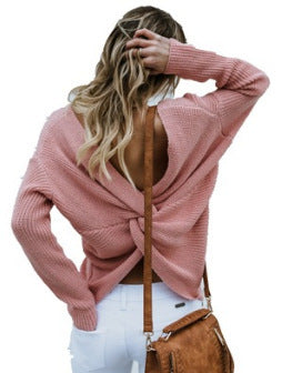Pull en tricot pour femmes avec un design de dos unique et un décolleté en V profond Chic und Stil