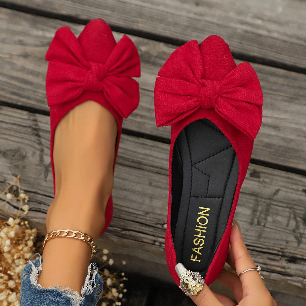 Ballerines femme avec décoration de nœud élégante et doublure intérieure douce Chic und Stil