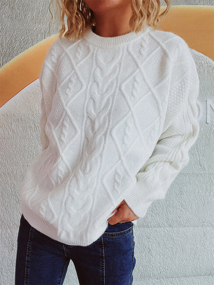 Pull en gros tricot pour femmes avec un élégant design en torsades et une coupe décontractée Chic und Stil