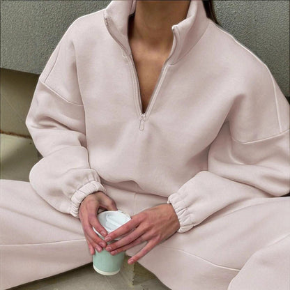 Dame hoodie en polaire avec demi-zip Chic und Stil