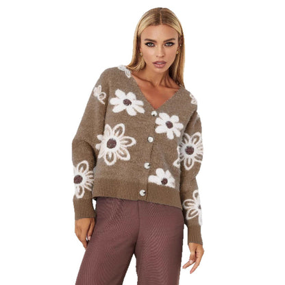 Dame gilet en tricot avec motifs floraux Chic und Stil