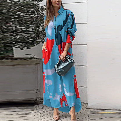 Robe longue à impression artistique pour femmes Chic und Stil