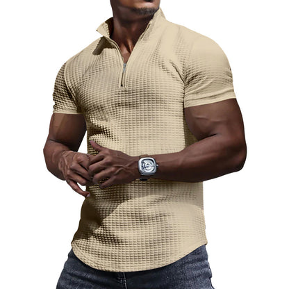 Chemise fonctionnelle à manches courtes pour hommes avec col montant moderne et fermeture éclair Chic und Stil