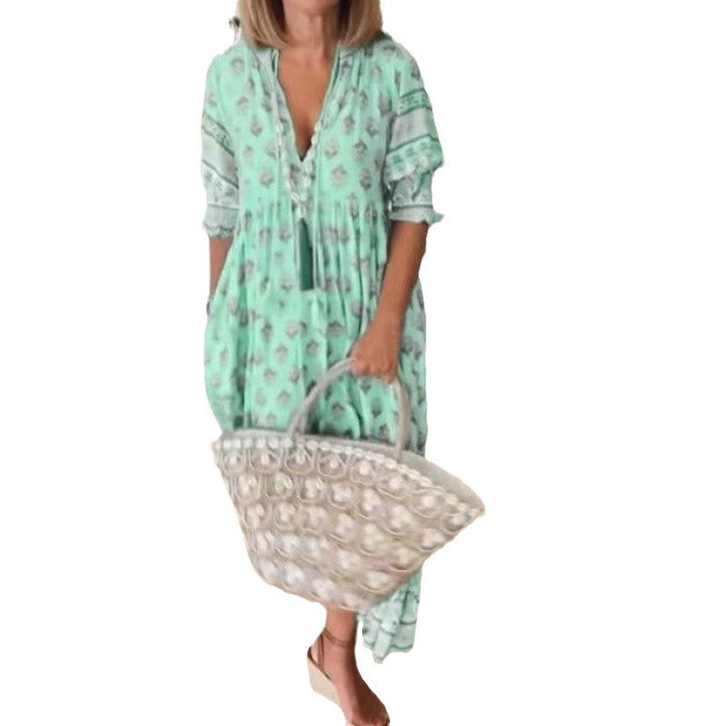 Robe tunique aérienne pour femmes avec des motifs floraux et de délicates détails à volants Chic und Stil