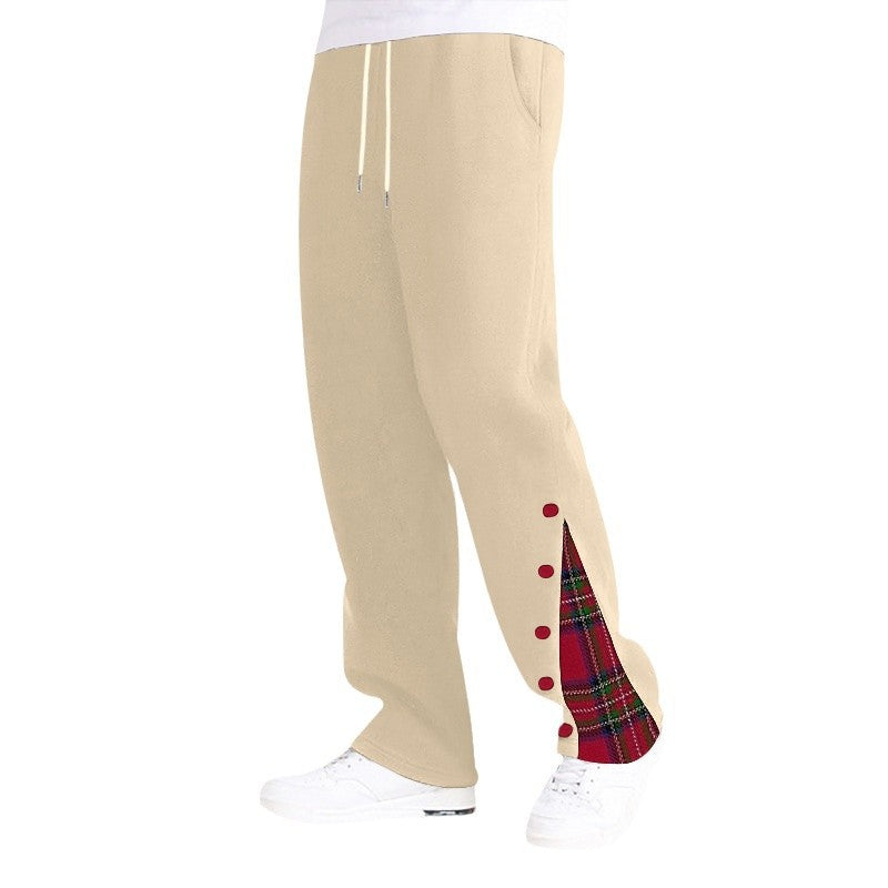 Casual sports pants for men with button details and tartan appliqués Chic und Stil