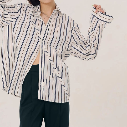 Chemise surdimensionnée à rayures pour femmes Chic und Stil 1750846231