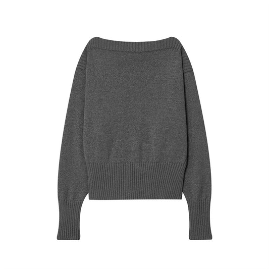 Pull en tricot décontracté pour femmes avec épaules tombantes et large bord-côte Chic und Stil