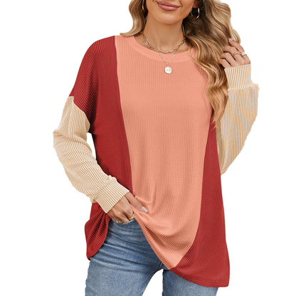 Pull oversized pour femmes avec design en rib côtelé texturé et accents modernes en coloris bloqués Chic und Stil