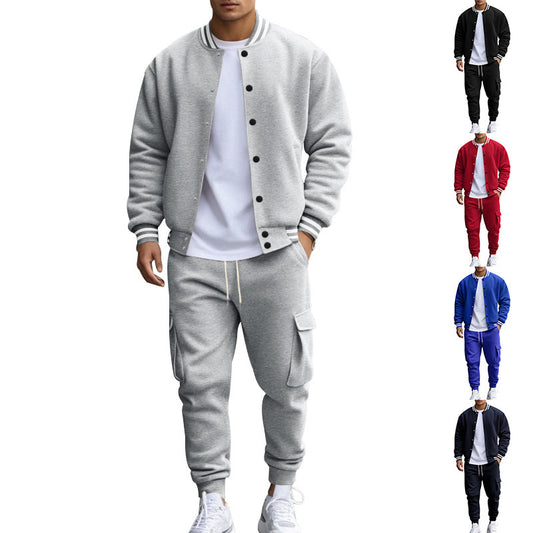 Costume de loisirs sportif pour hommes avec col rayé et poches pratiques Chic und Stil