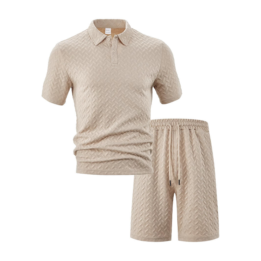 Ensemble polo et shorts sportifs pour hommes avec motif structuré Chic und Stil