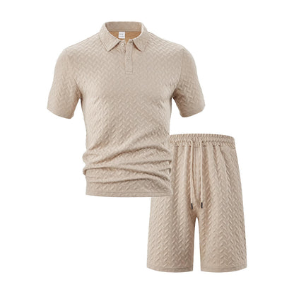 Ensemble polo et shorts sportifs pour hommes avec motif structuré Chic und Stil