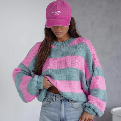 Pull-over en tricot décontracté pour femmes avec une structure aérée et des manches amples Chic und Stil