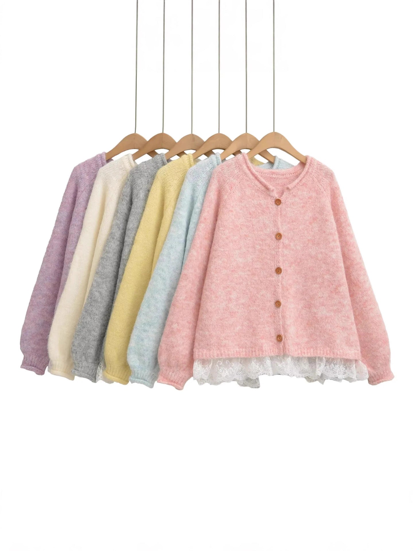 Dames Élégant Gilet en Tricot avec Dentelle et Détails de Bouton Chic und Stil