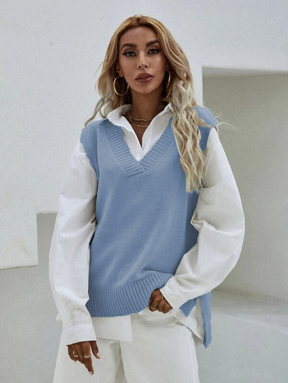 Pull en tricot pour femmes avec décolleté en V et coupe décontractée Chic und Stil