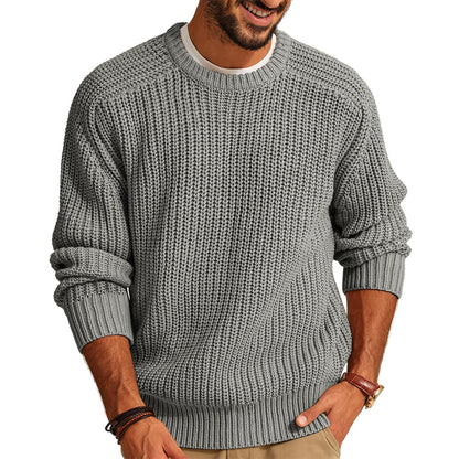 Pull en gros tricot pour hommes avec col rond et coupe décontractée Chic und Stil