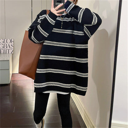Dames Grand pull en tricot avec rayures maritimes Chic und Stil