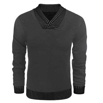 Pull en tricot élégant pour hommes avec col châle moderne et dessus structuré Chic und Stil