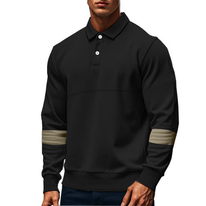 Elegant man long sleeve polo with contrasting sleeve details Chic and Style