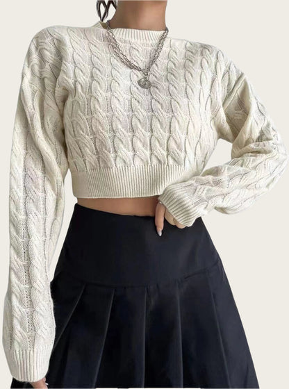 Pull over court en laine douce pour femmes avec motif torsadé Chic und Stil