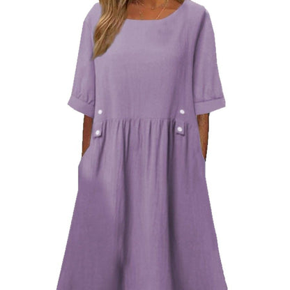 Robe d'été femme simple avec poches pratiques et une coupe décontractée Chic und Stil