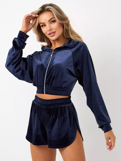 Dames élégant Fleece-Hoodie avec col haut et fermeture éclair Chic und Stil