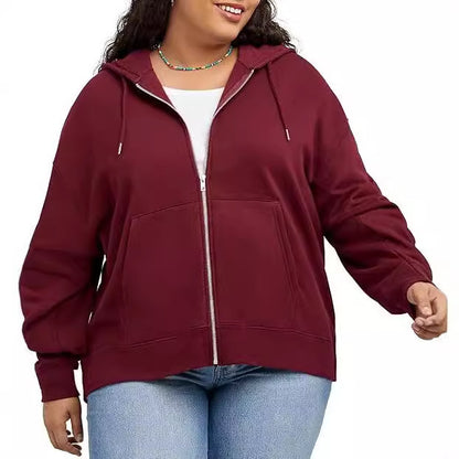 Dame veste à capuche décontractée avec zip intégral et poches pratiques Chic und Stil