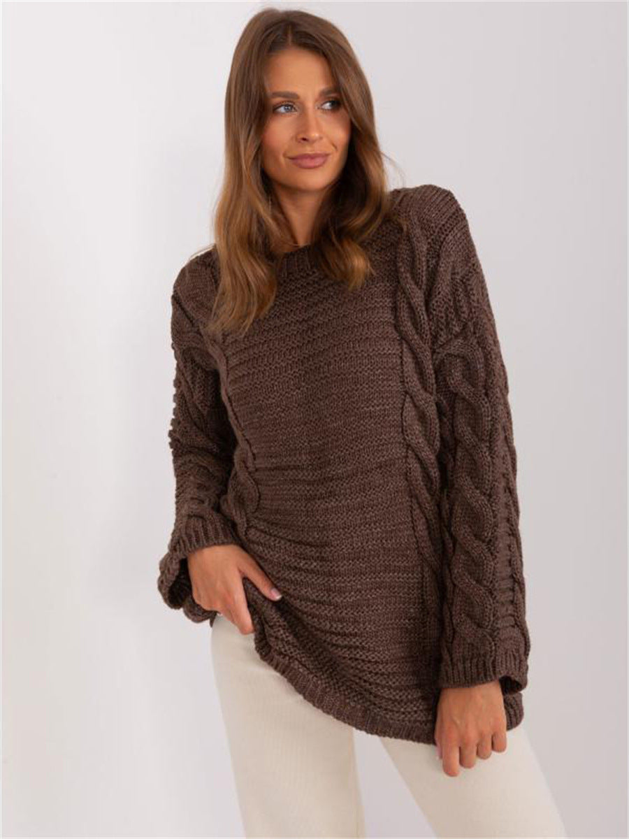 Pull femme en grosse maille avec un motif de torsades moderne et des manches larges Chic und Stil