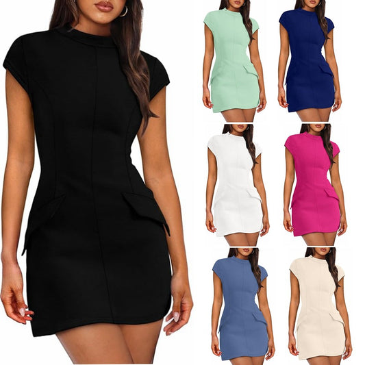 Robe ajustée pour femmes avec manches courtes et poches pratiques Chic und Stil