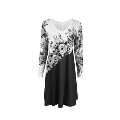 Robe mini dame avec design floral et décolleté en V élégant Chic und Stil
