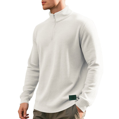 Fleece pullover for men, casual, with half-zip and textured design Chic and Style