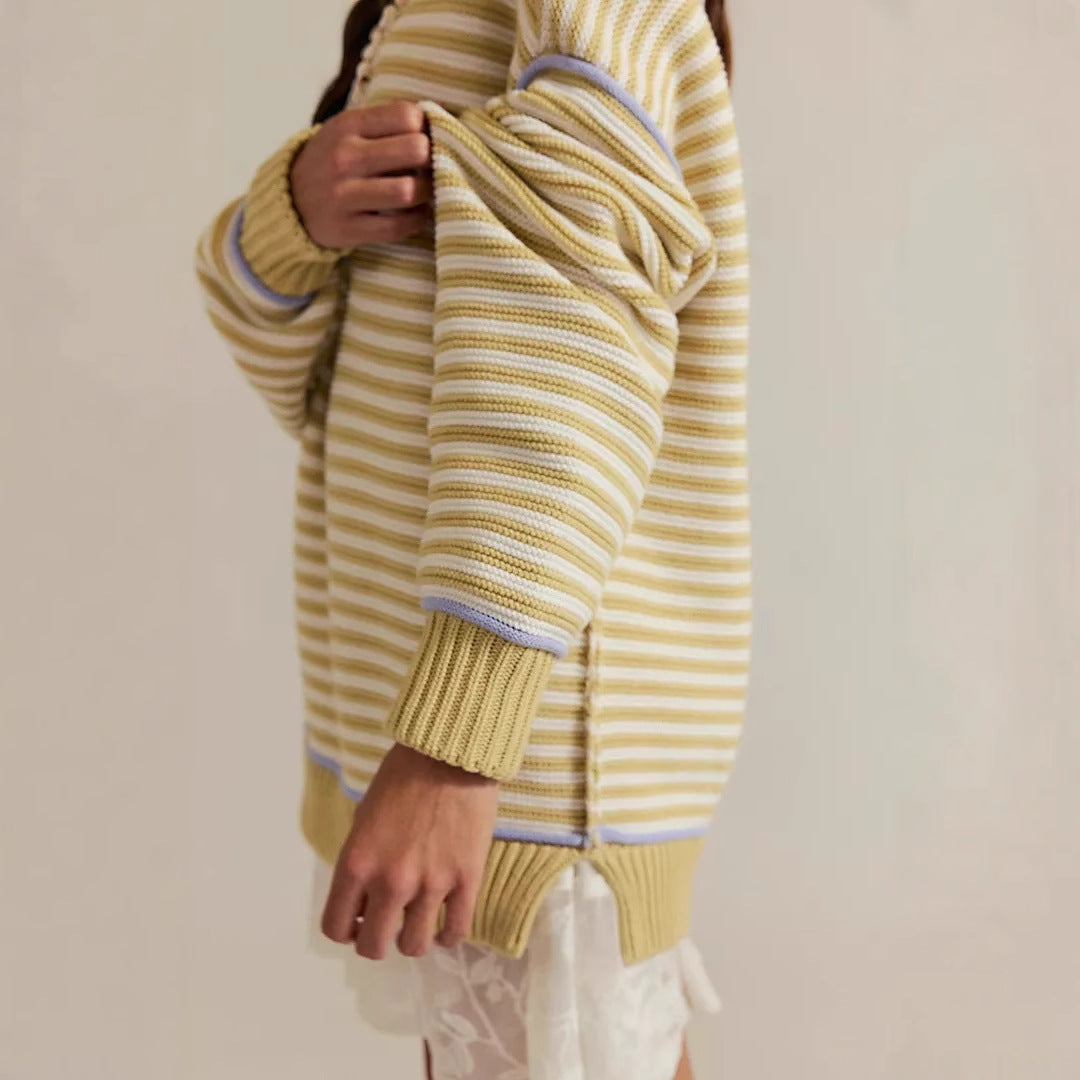 Pull en tricot oversized pour femmes avec motif rayé et coupe décontractée Chic und Stil