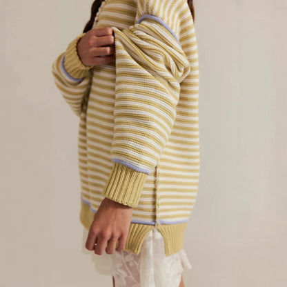 Pull en tricot oversized pour femmes avec motif rayé et coupe décontractée Chic und Stil