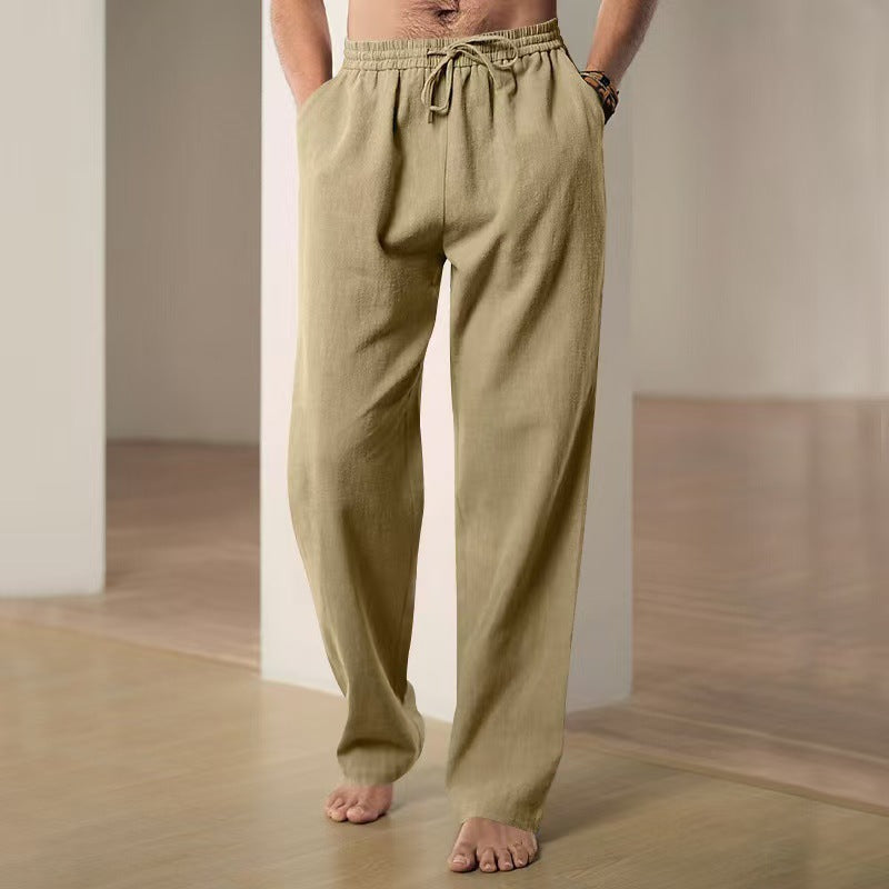 Casual linen pants for men with elastic waistband and side pockets Chic and Style