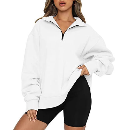 Oversized zip-up pullover for women with high collar Chic and Style