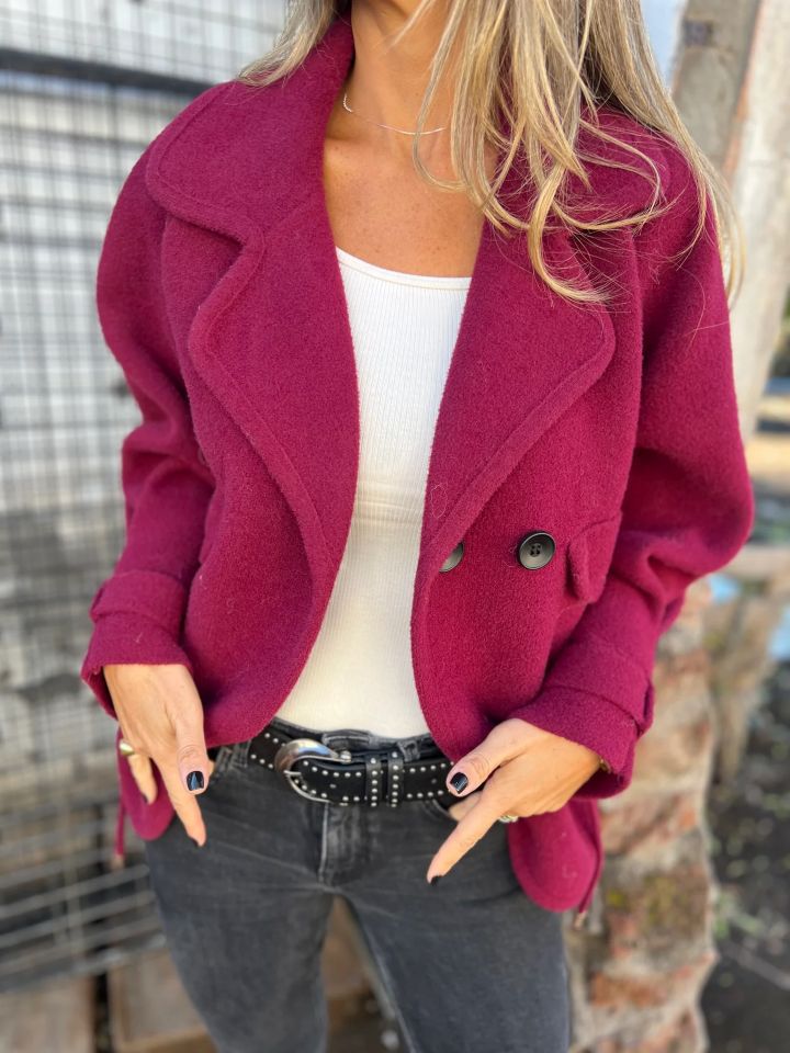 Women Oversized Casual Jacket with Stylish Collar and Button Closure Chic und Stil