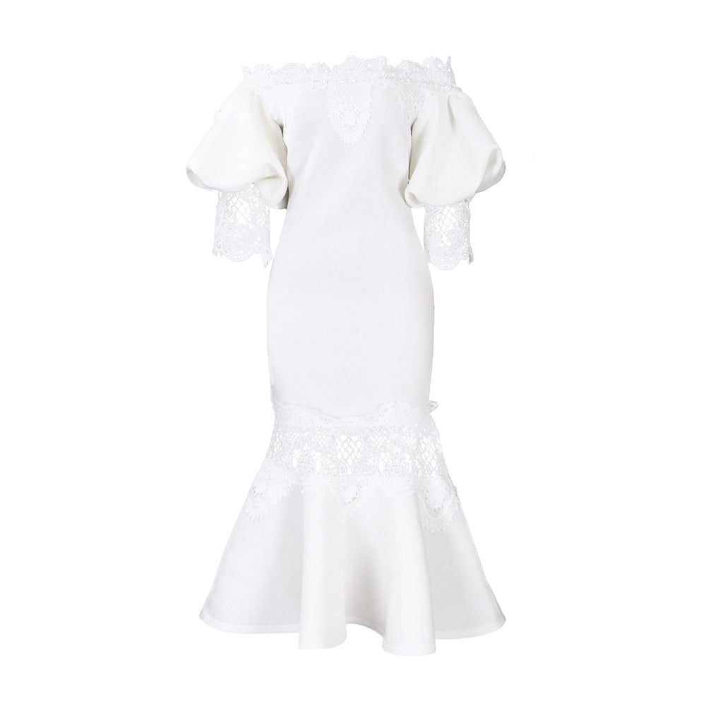 Dames Élégant Robe Fourreau avec Manches en Dentelle Chic und Stil