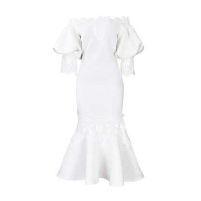 Dames Élégant Robe Fourreau avec Manches en Dentelle Chic und Stil