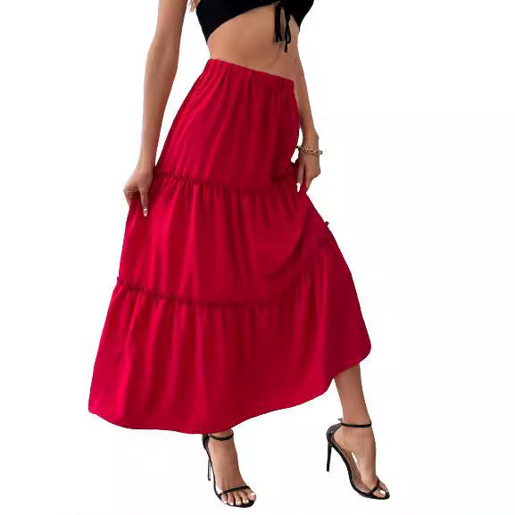 Jupe maxi décontractée pour femmes avec volant et taille élastique Chic und Stil