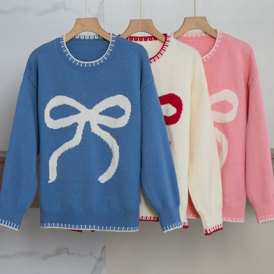 Dames Pull et sweat confortable avec motif de nœud et manches confortables Chic und Stil