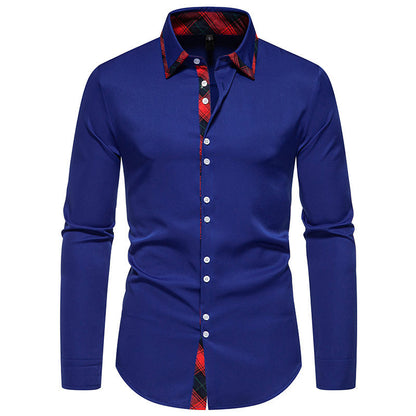 Chemise élégante à manches longues pour hommes avec détails de col à carreaux Chic und Stil