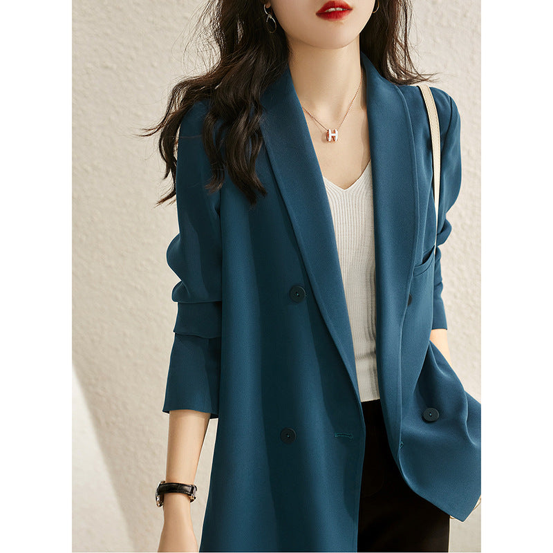 Blazer long ajusté double boutonnage pour femmes Chic und Stil